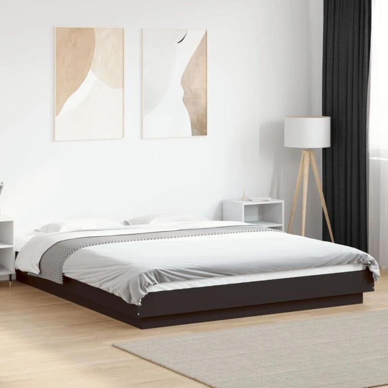 Image of VIDAXL Bed Frame with LED Lights without Mattress Black 150x200cm Vidaxl 8721102617300