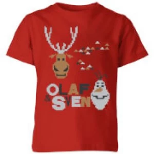 Image of Disney Frozen Olaf and Sven Kids Christmas T-Shirt - Red - 11-12 Years