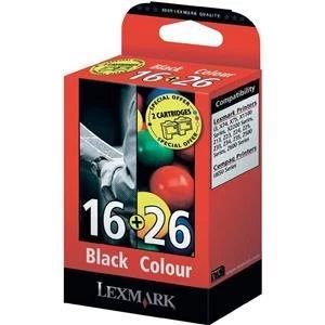 image of Lexmark 16 Black & 26 Tri Colour Ink Cartridge