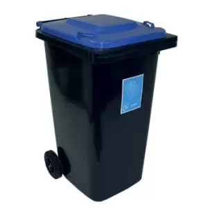 image of 120 litre wheelie bin, grey body red lid