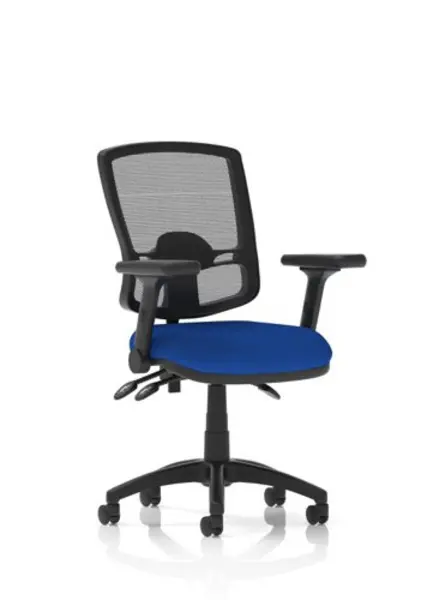 Image of Eclipse Eclipse Plus III Lever Task Operator Chair Deluxe Mesh Back With Bespoke Colour Seat In Stevia Blue with Height Adjustable and Folding Arms K
