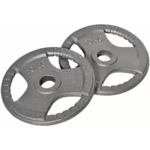 image of 2 Olympic Weight Plates Sets for Strength Training w/ Weight 2 x 10KG - Silver - Homcom