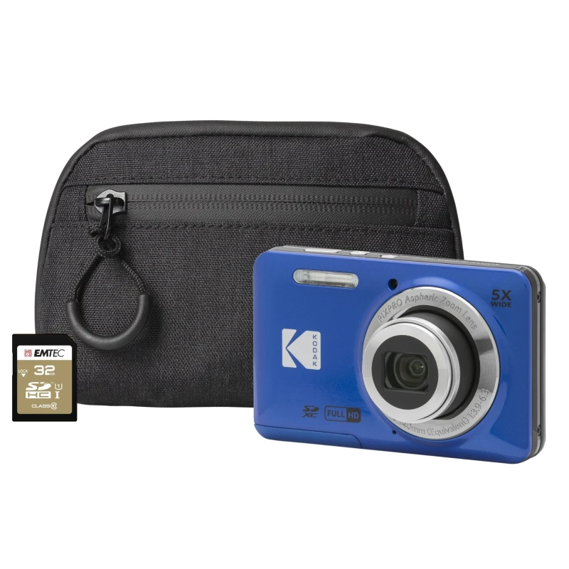 Image of Kodak PIXPRO FZ55 16MP 5x Zoom Compact Camera - Blue - Camera + 32GB S