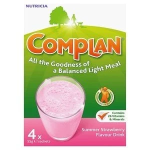 Image of Complan Strawberry Vitamin and Mineral Fortified Drink 4x 55g