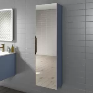 Blue Mirrored Wall Mounted Tall Bathroom Cabinet 400mm - Sion