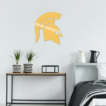Image of Helmet Metal Decor - Gold Gold Decorative Metal Wall Accessory