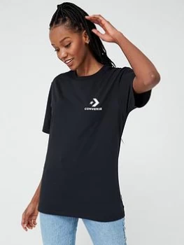 Converse Star Chevron Short Sleeve T-Shirt - Black, Size S, Women