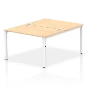 Image of Impulse Bench B2B 2 Person 1200 White Frame Office Bench Desk Maple