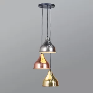 Image of Dion 3 Way Copper, Chrome and Brass Pendant Ceiling Light