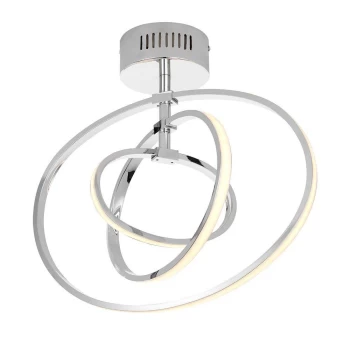 Image of Avali LED Semi Flush Light Chrome Plate & White Acrylic