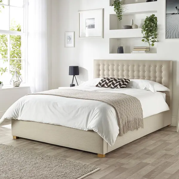 Image of Catherine Lansfield CL Opulence Twill Superking Ottoman Bedframe - Natural