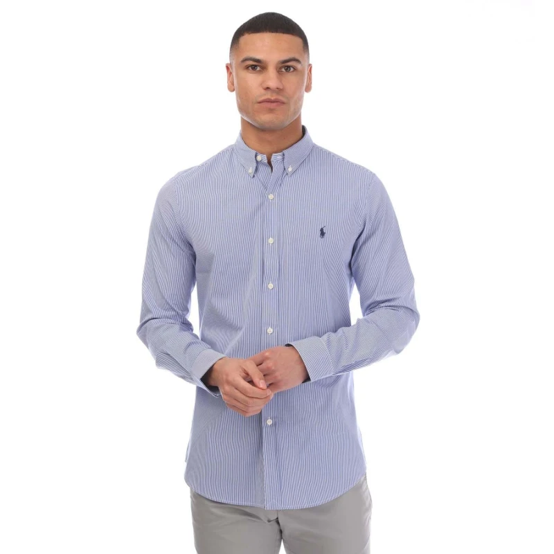 Image of Polo Ralph Lauren Slim-Fit Sport Shirt - Blue Blue 2XL