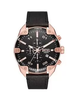 image of Diesel Spiked Mens Traditional Watches Leather, Black, Men