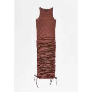 Missguided Ruched Racer Neck Slinky Midaxi Dress - Brown