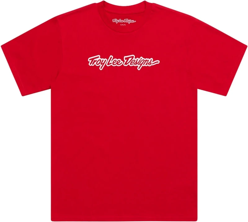 Image of Troy Lee Designs Signature Short Sleeve T-Shirt, white-red, Size L for Men