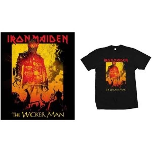 image of Iron Maiden - The Wicker Man Fire Mens Large T-Shirt - Black