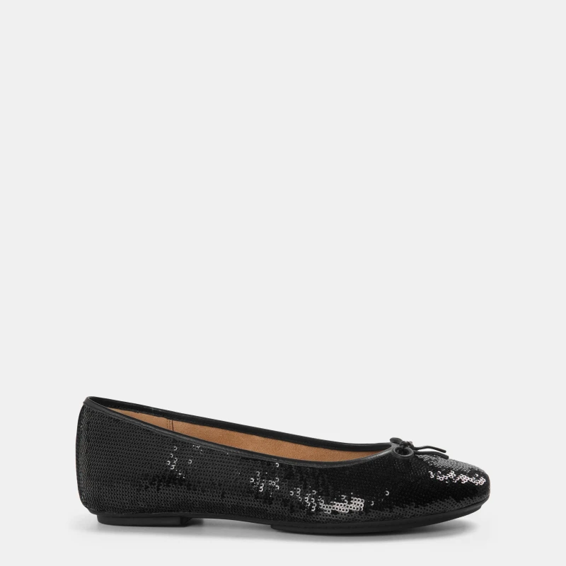 Image of Fitflop Womens Bow Sequin Slip-On Ballet Pumps Black female 4 (37)