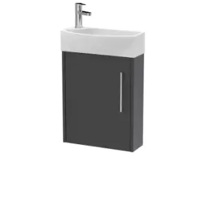 image of Hudson Reed Juno Compact 440mm Wall Hung 1 Door Unit & 1 Tap Hole Basin RH - Graphite Grey