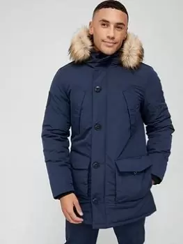 image of Superdry Everest Parka Jacket - Navy, Size 2XL, Men