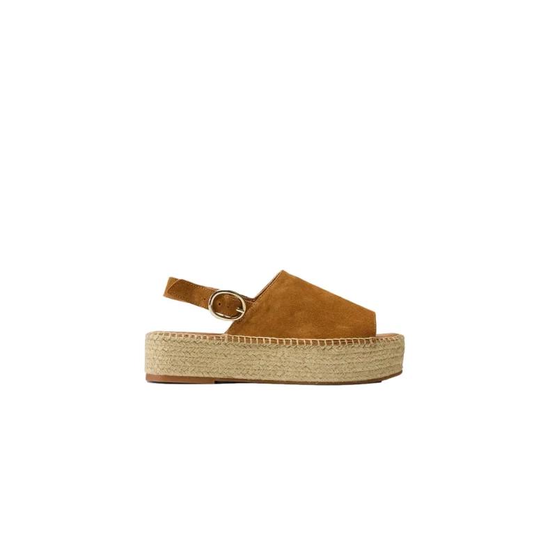 Image of Odaje Womens Suede Leather Espadrilles Odaje Maya Marron Female 39