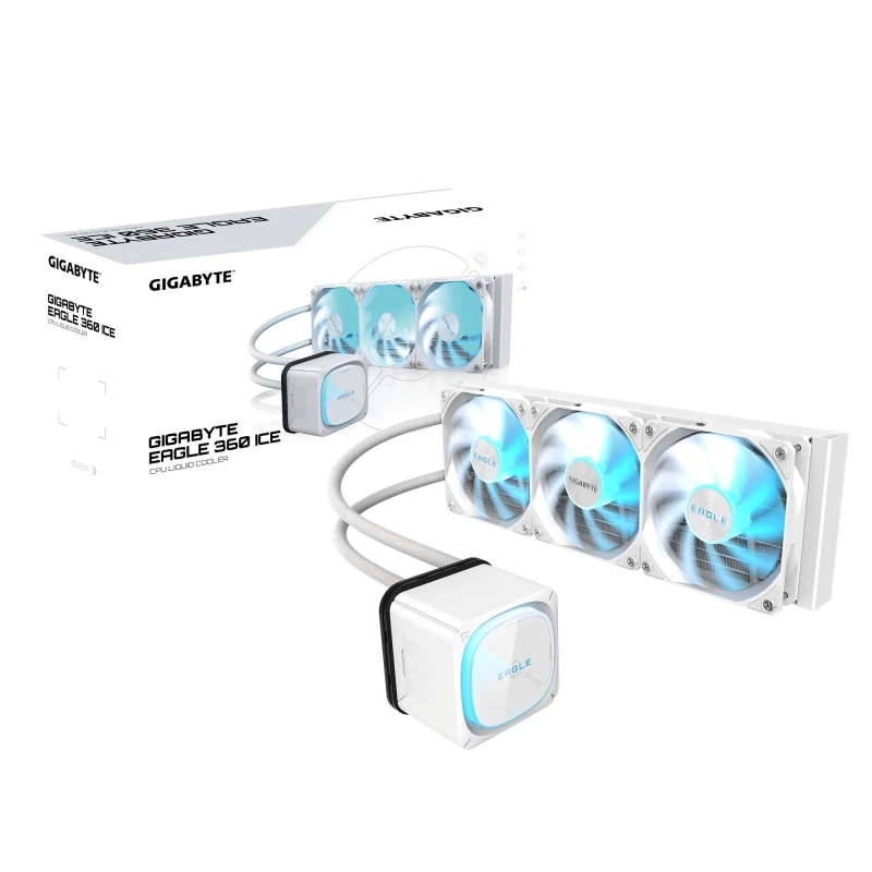 Image of Gigabyte Gigabyte EAGLE 360 ICE Liquid CPU Cooler - 3x120mm ARGB Fans, full-color LCD, DAISY-CHAIN, Intel LGA 1851 and AMD AM5 Compatible GP-Gigabyte