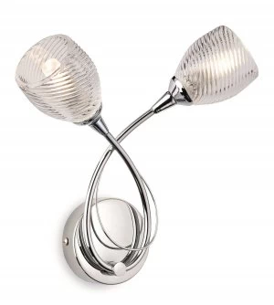 Image of 2 Light Indoor Wall Light Chrome, Clear Decorative Glass, G9