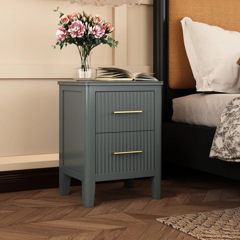 Image of Cabinet Bits Fregona 2 Drawer Bedside Table in Light Grey Light Grey Unisex