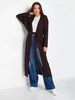 Long Tall Sally Longline Cardigan - Chocolate , Brown, Size 10-12, Women