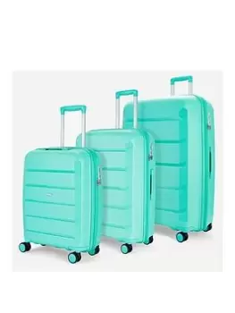 image of Rock Luggage Tulum NG62404 8 Wheel Turquoise Suitcase 3Pcs Set