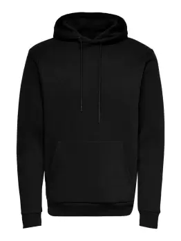 image of ONLY & SONS Solid Colored Hoodie Men Black