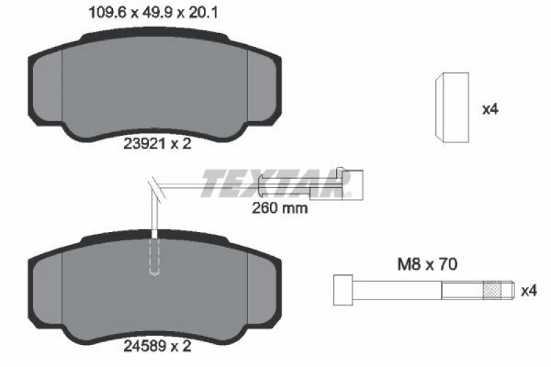 Image of Brake pad set TEXTAR 2392103
