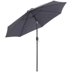 image of Outsunny 2.7M Patio Sun Umbrella Parasol Tilt Shade Shelter Canopy Aluminium Frame, Charcoal Grey