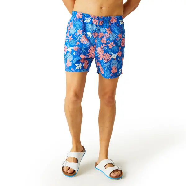 Image of Regatta Mens Loras Adjustable Wicking Summer Swimming Shorts S- Waist 30-32' (76-81cm) Oxford Blue Family Hawaiian RMM014-CZQ-S