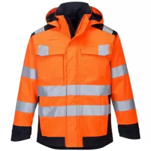Image of MV70ONRM - sz Modaflame Rain Multi Norm Arc Jacket - Orange/navy - Portwest