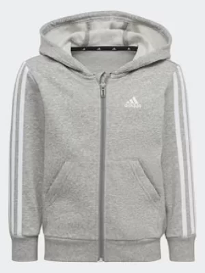 Image of Boys, adidas Essentials 3-stripes Zip Hooded Jacket, Black/White, Size 3-4 Years