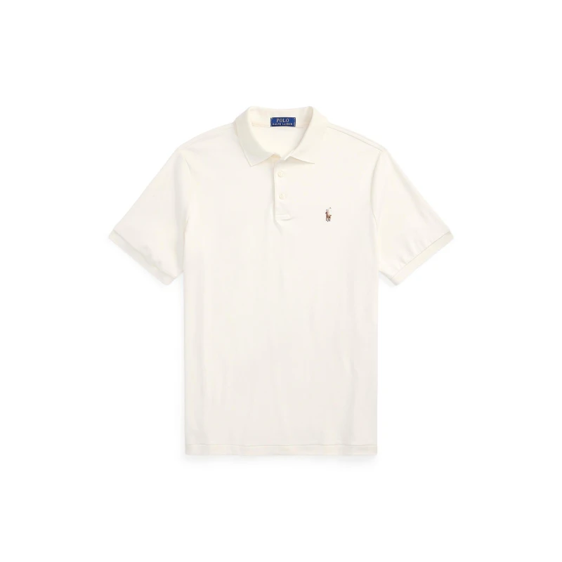 Image of Polo Ralph Lauren Mens Slim Fit Short Sleeve Polo Shirt Pale Cream male XL
