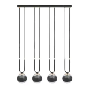 image of Glam Black Globe Bar Pendant Ceiling Light with Clear,Black Glass Shades, 4x E14