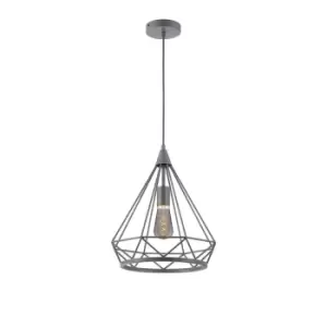 image of York Large Diamond Ceiling Pendant, E27, Matt Grey