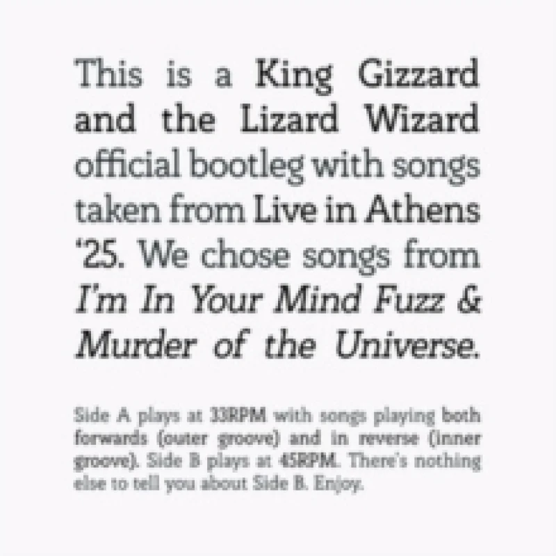 Image of Songs from I'm in your mind fuzz & murder of the universe: Live in Athens '25 Vinyl