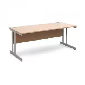 image of Momento straight desk 1800mm x 800mm - silver cantilever frame, beech