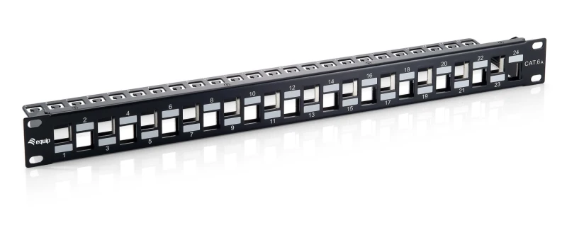 Image of Equip 24-Port Keystone Cat.6A Shielded Patch Panel. Black