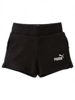 Image of Puma Girls Essential Shorts - Black, Size 11-12 Years, Women