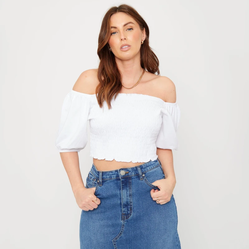 Image of Be You Puff Sleeve Top Womens - White White 8