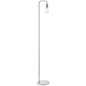 Image of Down light Floor Lamp Chrome Tall Free Standing Metal Curved Over Head Reading