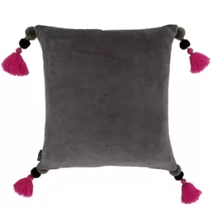 image of Paoletti Poonam Polyester Filled Cushion Cotton Mink/Damson