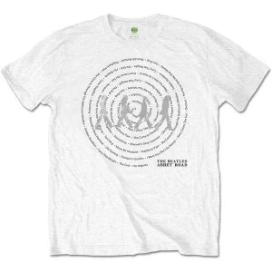 Image of The Beatles - Abbey Road Songs Swirl Unisex Large T-Shirt - White