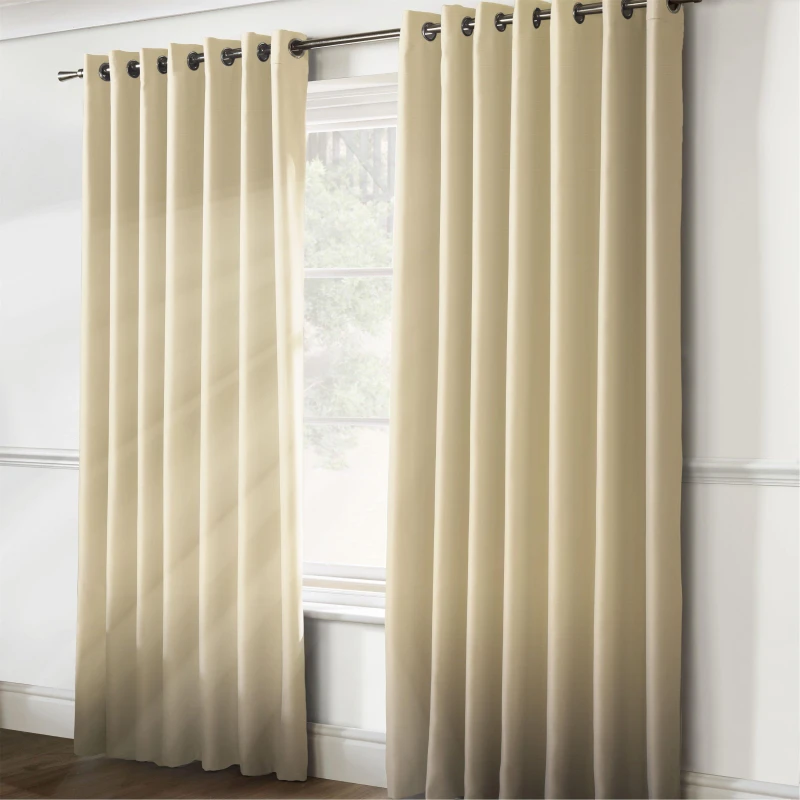Image of Alan Symonds Plain 95% Blackout Ring Top Curtains Cream unisex 117x183cm