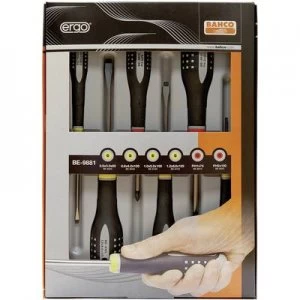 Image of Bahco Ergo Workshop Screwdriver set 6 Piece Slot, Pozidriv