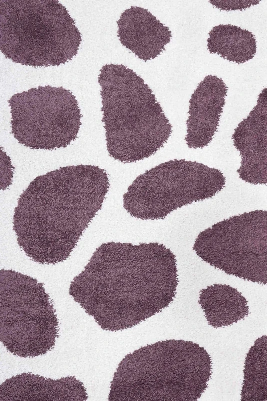 Image of THE RUGS Moodi Pebble Design Shaggy Soft High Pile Living Room Rug & Runner in Purple Size: 80cm x 150cm Purple Unisex 80cm x 150 cm