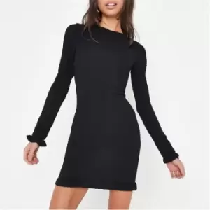 Missguided Petite Crew Neck Shirred Mini Dress - Black